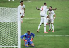 عيسى ديوب يحتفل بتسجيل هدف التعادل للمغرب ضد هولندا في كأس العالم 2026