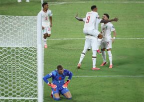 عيسى ديوب يحتفل بتسجيل هدف التعادل للمغرب ضد هولندا في كأس العالم 2026