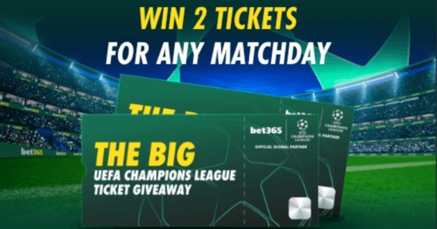 شعار bet365 مع كأس دوري أبطال أوروبا وتذاكر